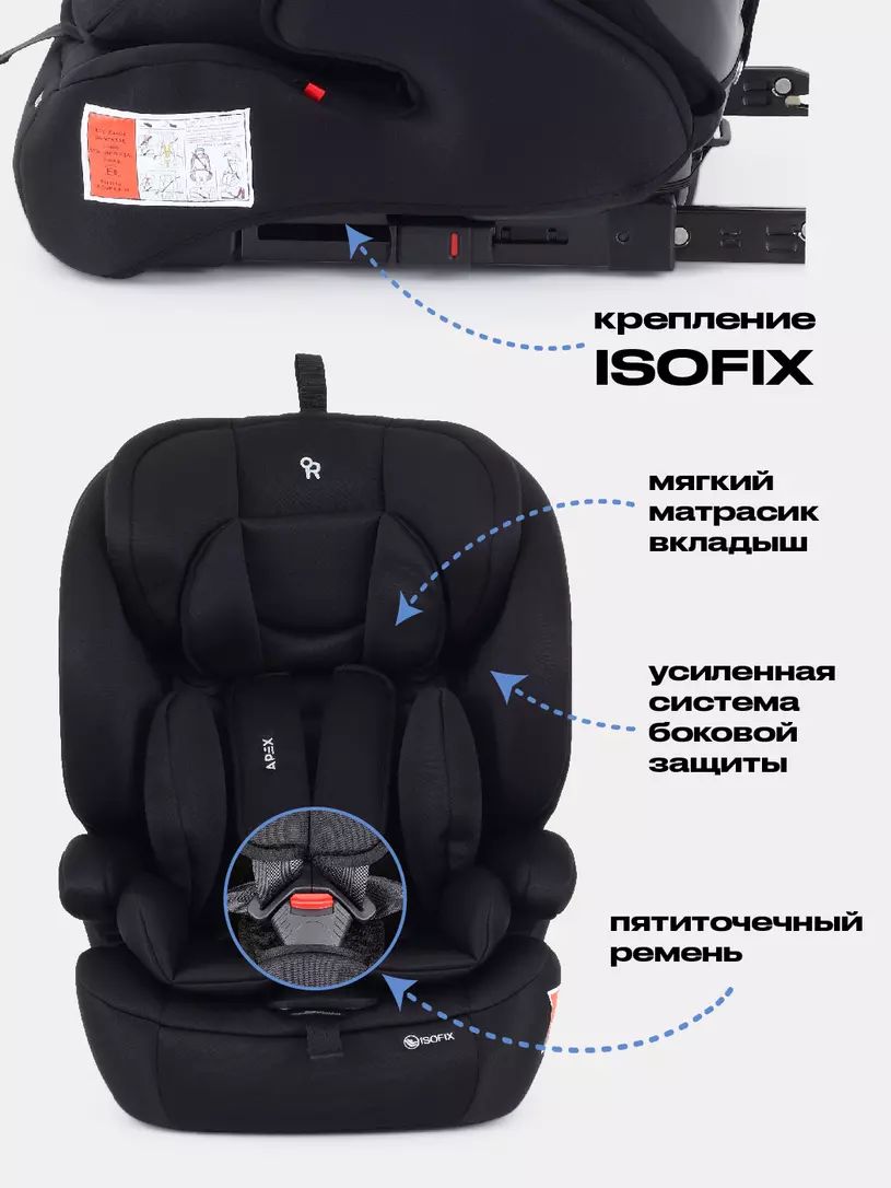 Автокресло RANT basic ZY27F "Apex" isofix (Black) группа 1-2-3 (9-36 кг) — изображение 5