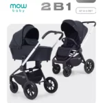 Коляска детская MOWBaby "ZOOM air" (2в1) MB086 Silver Black