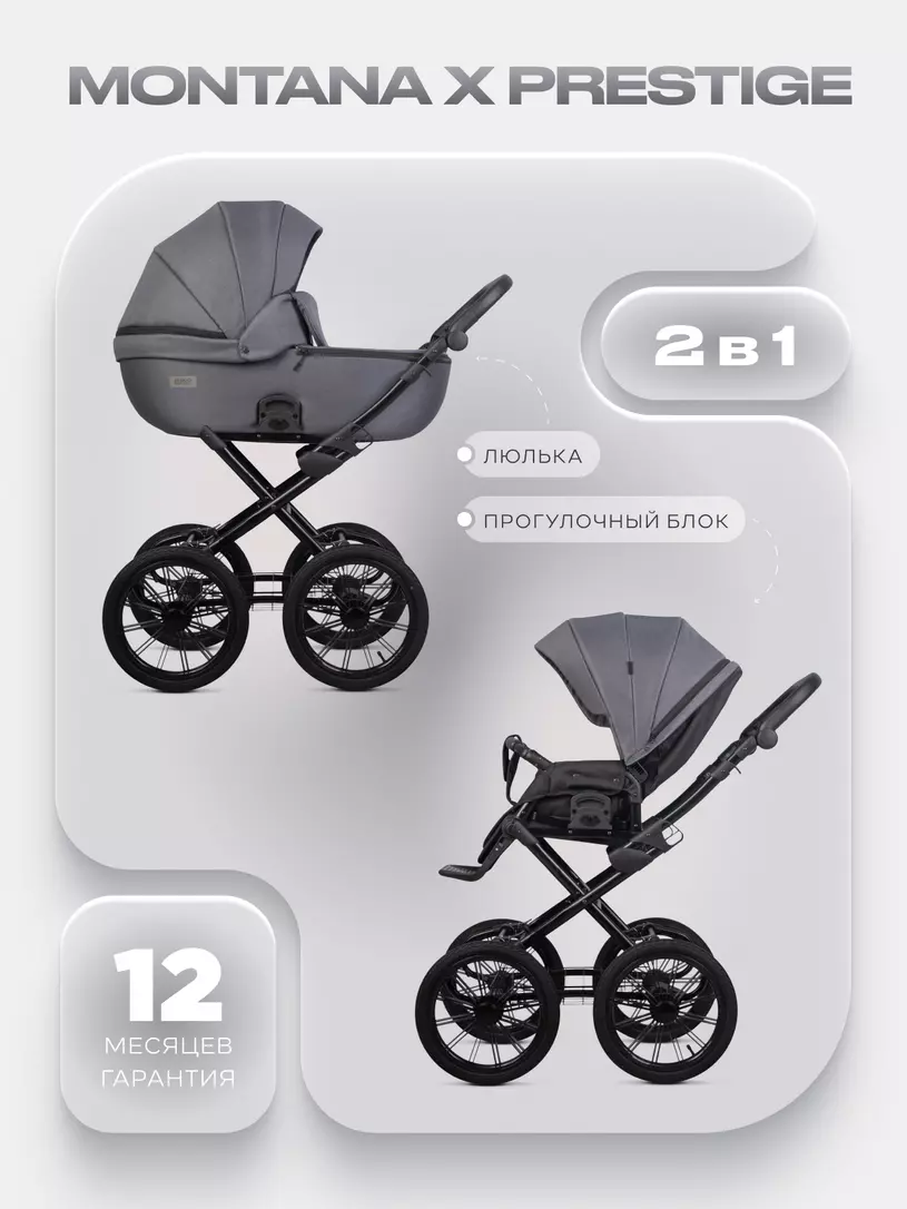 Коляска MONTANA X Prestige (2 в 1) (RIKO BASIC) 04 графит