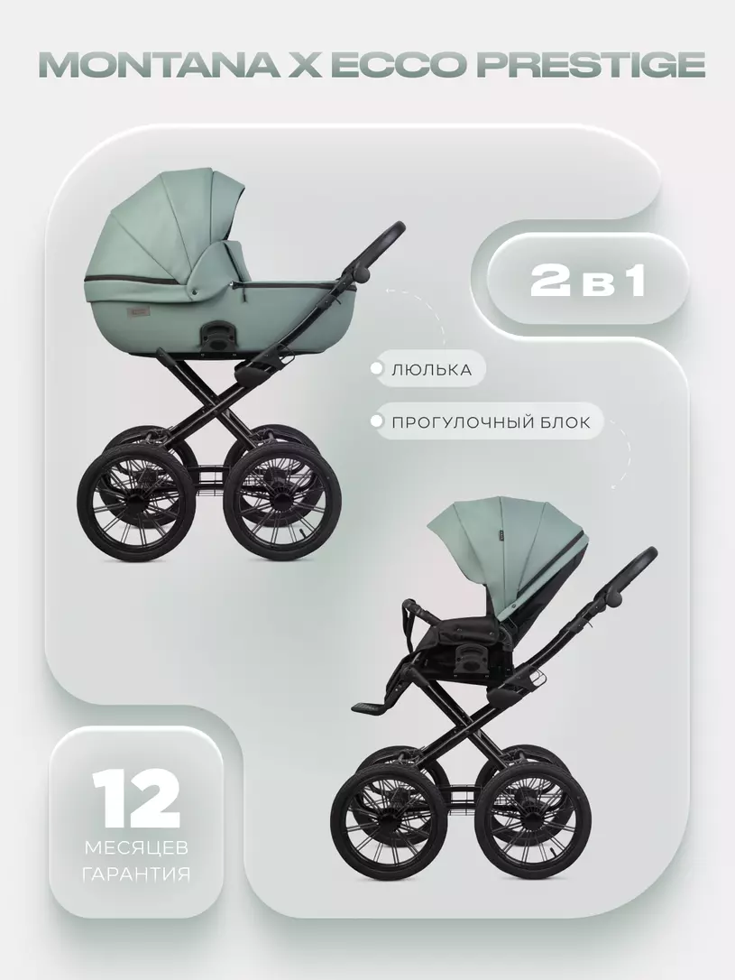 Коляска MONTANA X ECCO Prestige (2 в 1) (RIKO BASIC) 21 Green (зеленый)