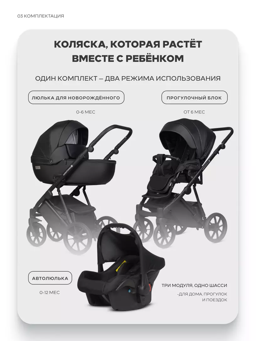 Коляска MONTANA X ECCO (3 в 1) (RIKO BASIC) 12 Black (черный) — изображение 3