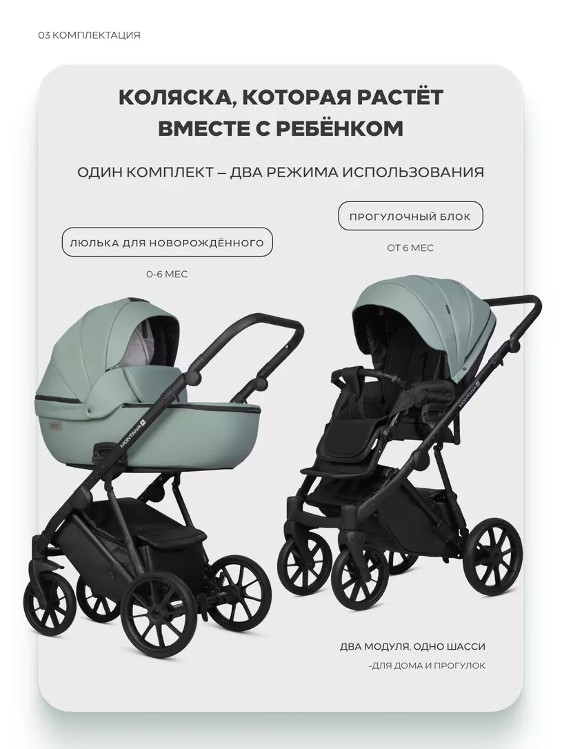 Коляска MONTANA X ECCO (2 в 1) (RIKO BASIC) 21 Green (зеленый) — изображение 3