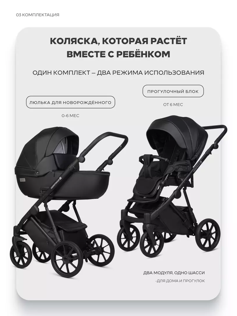 Коляска MONTANA X ECCO (2 в 1) (RIKO BASIC) 12 Black (черный) — изображение 3