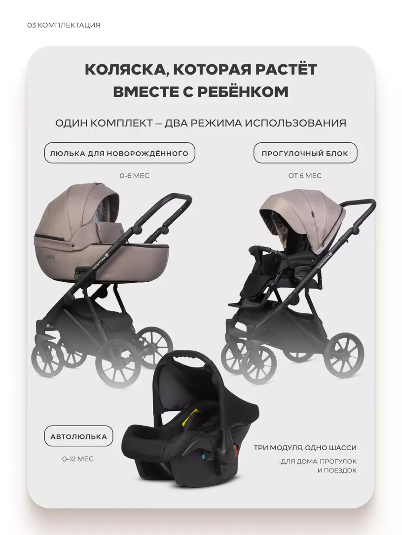 Коляска MONTANA X (3 в 1) (RIKO BASIC) 50 Beige (бежевый) — изображение 3