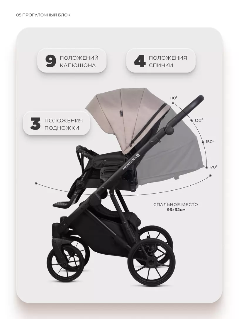Коляска MONTANA X (3 в 1) (RIKO BASIC) 50 Beige (бежевый) — изображение 5
