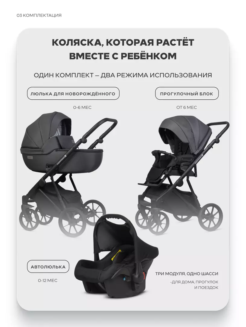 Коляска MONTANA X (3 в 1) (RIKO BASIC) 53 Dark grey (т.серый) — изображение 3