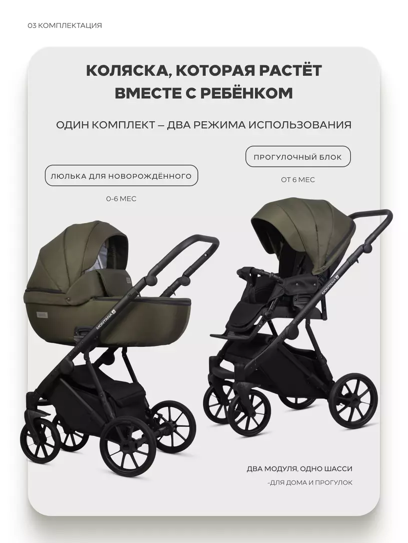 Коляска MONTANA X (2 в 1) (RIKO BASIC) 54 Olive (оливковый) — изображение 3