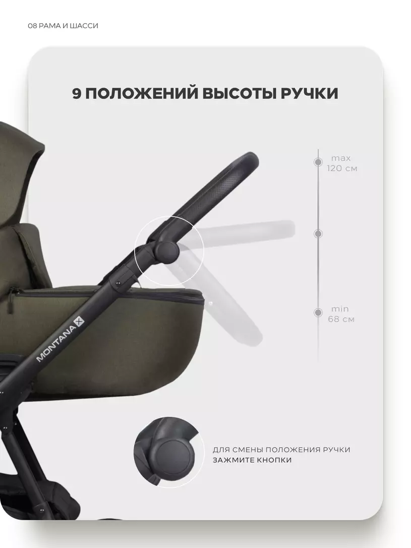 Коляска MONTANA X (2 в 1) (RIKO BASIC) 54 Olive (оливковый) — изображение 8
