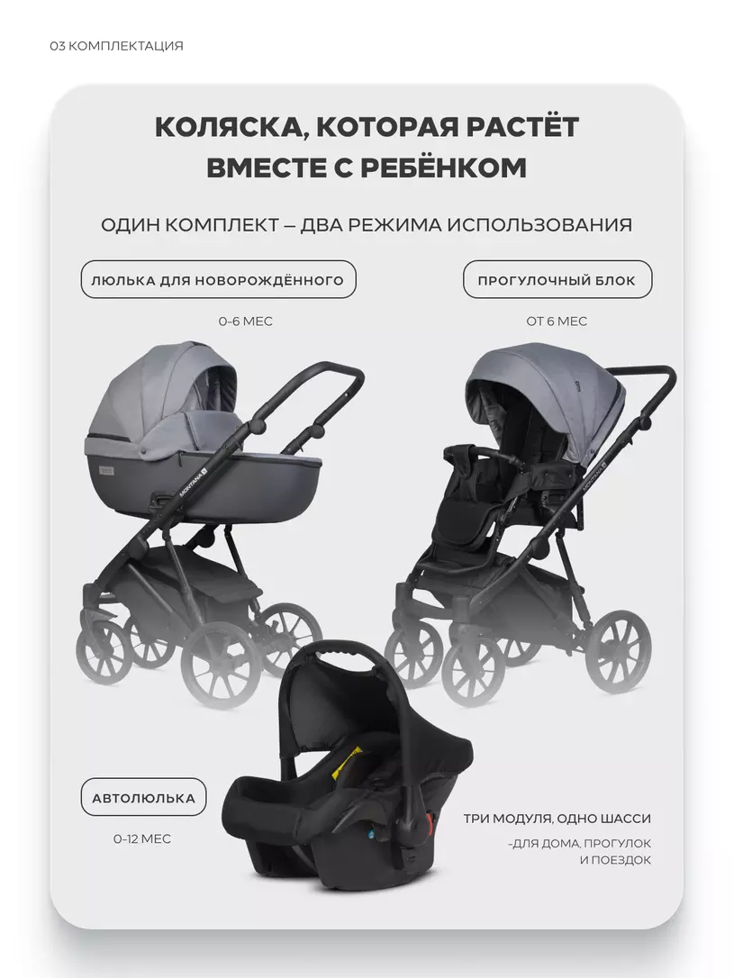 Коляска MONTANA X PLUS (3 в 1) (RIKO BASIC) 40 Graphite (графит+серый) — изображение 3