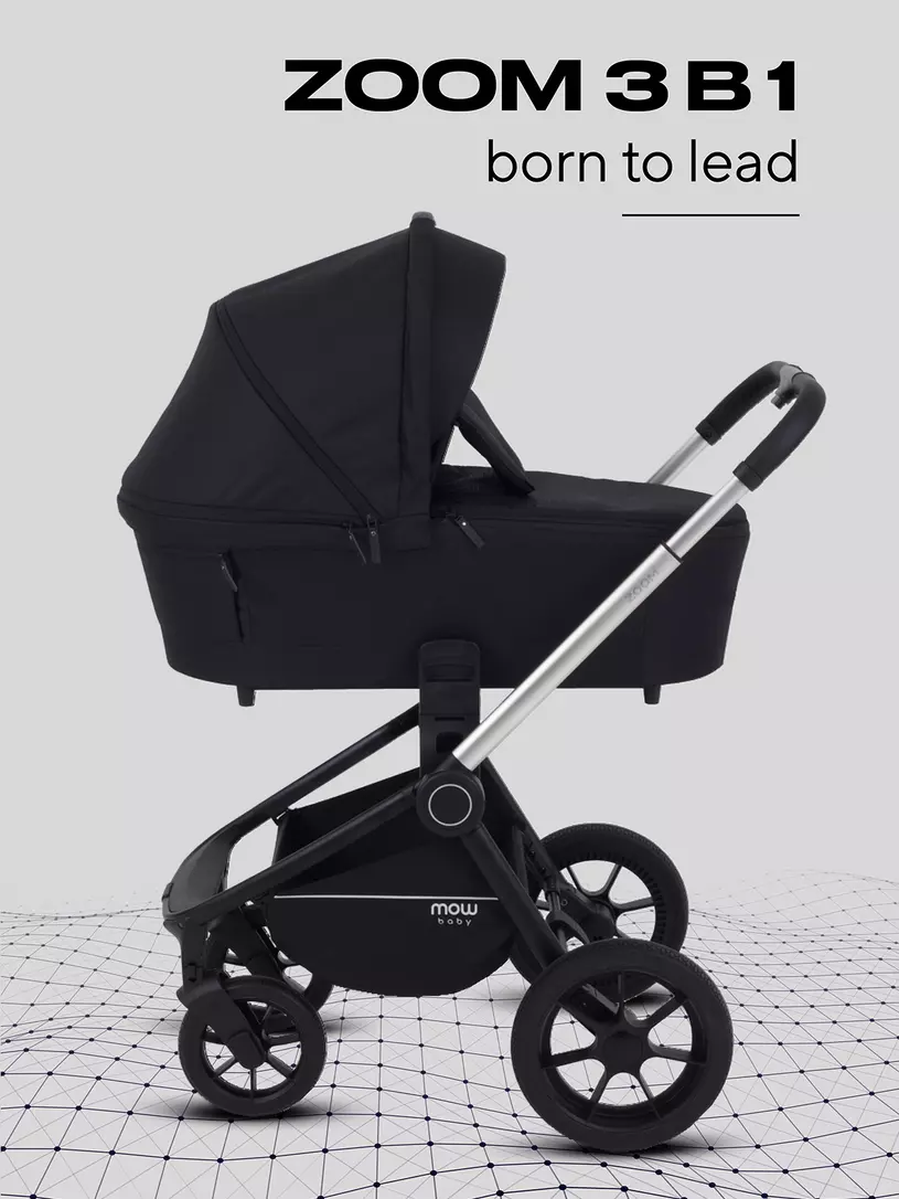 Коляска детская MOWBaby "ZOOM"PU (3в1) RA087 Silver Black (2025)