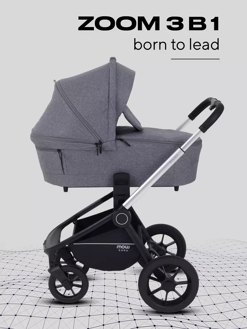 Коляска детская MOWBaby "ZOOM"PU (3в1) RA087 Silver Grey (2025)