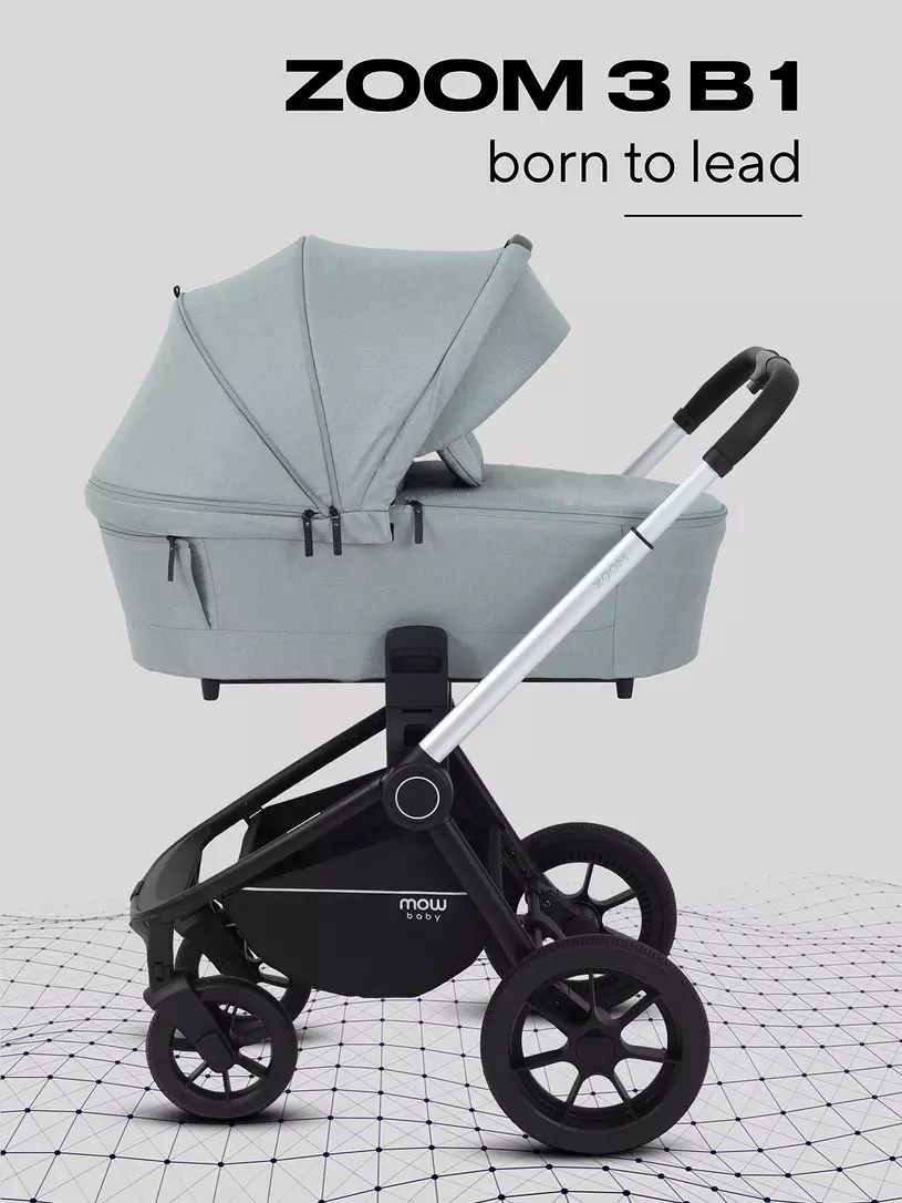 Коляска детская MOWBaby "ZOOM"PU (3в1) RA087 Silver Green Tea (2025)