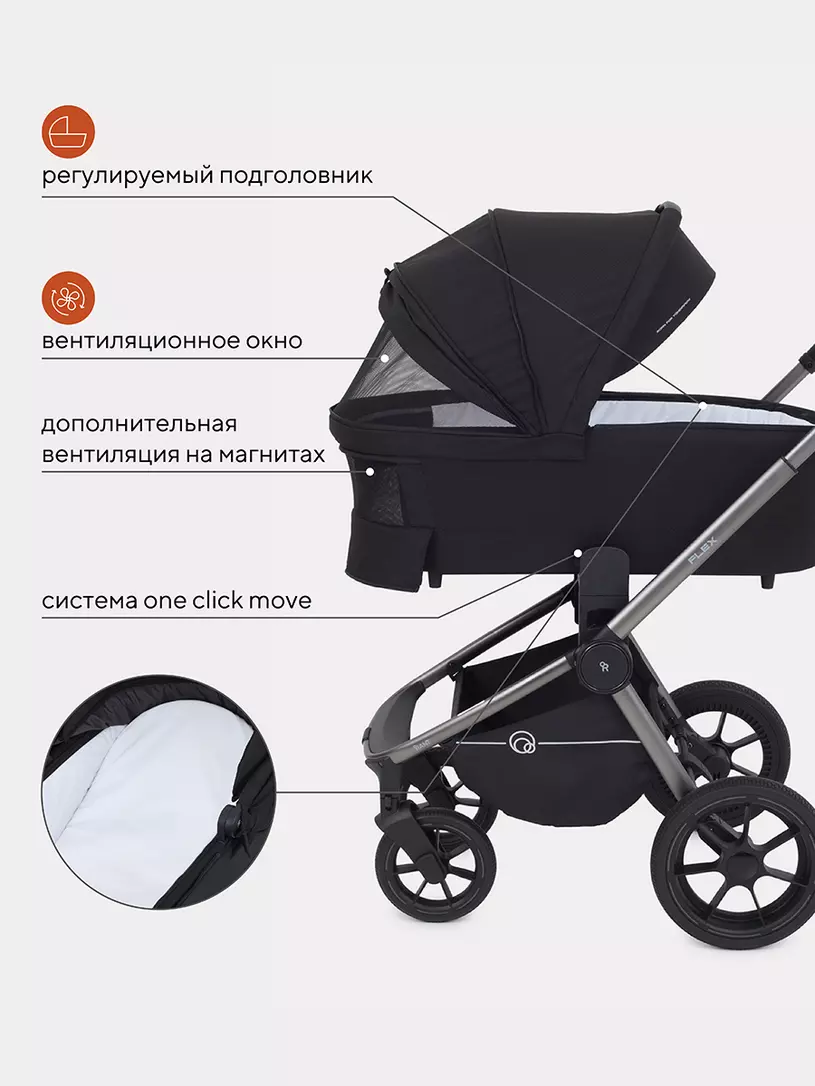 Коляска детская RANT "FLEX PRO" (2в1) RA074 Black — изображение 3