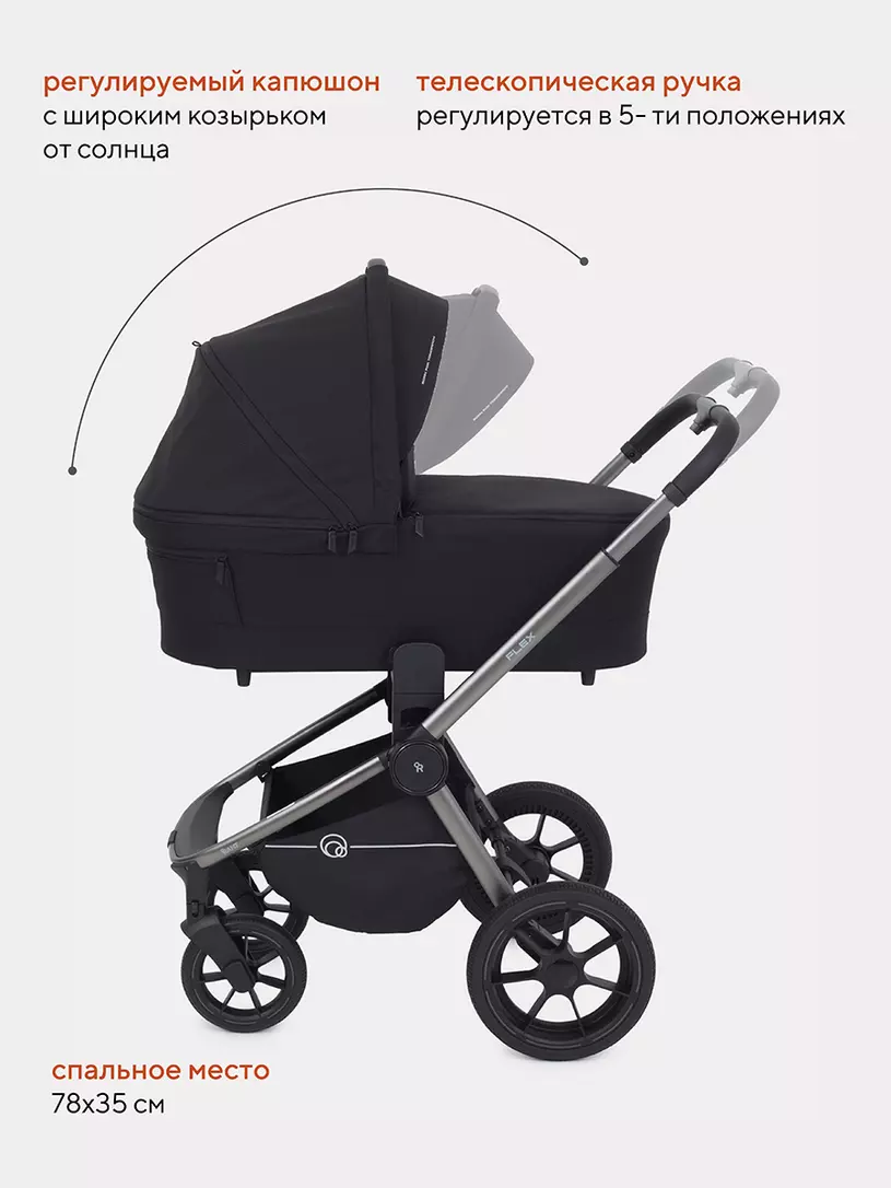 Коляска детская RANT "FLEX PRO" (2в1) RA074 Black — изображение 4