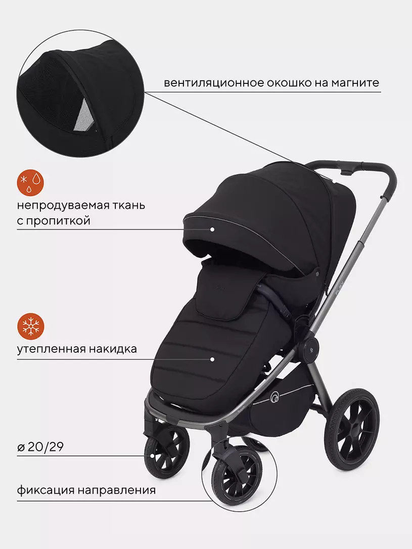Коляска детская RANT "FLEX PRO" (2в1) RA074 Black — изображение 6