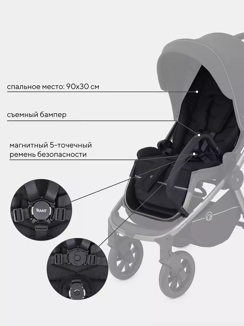 Коляска детская RANT "FLEX PRO" (2в1) RA074 Black — изображение 7