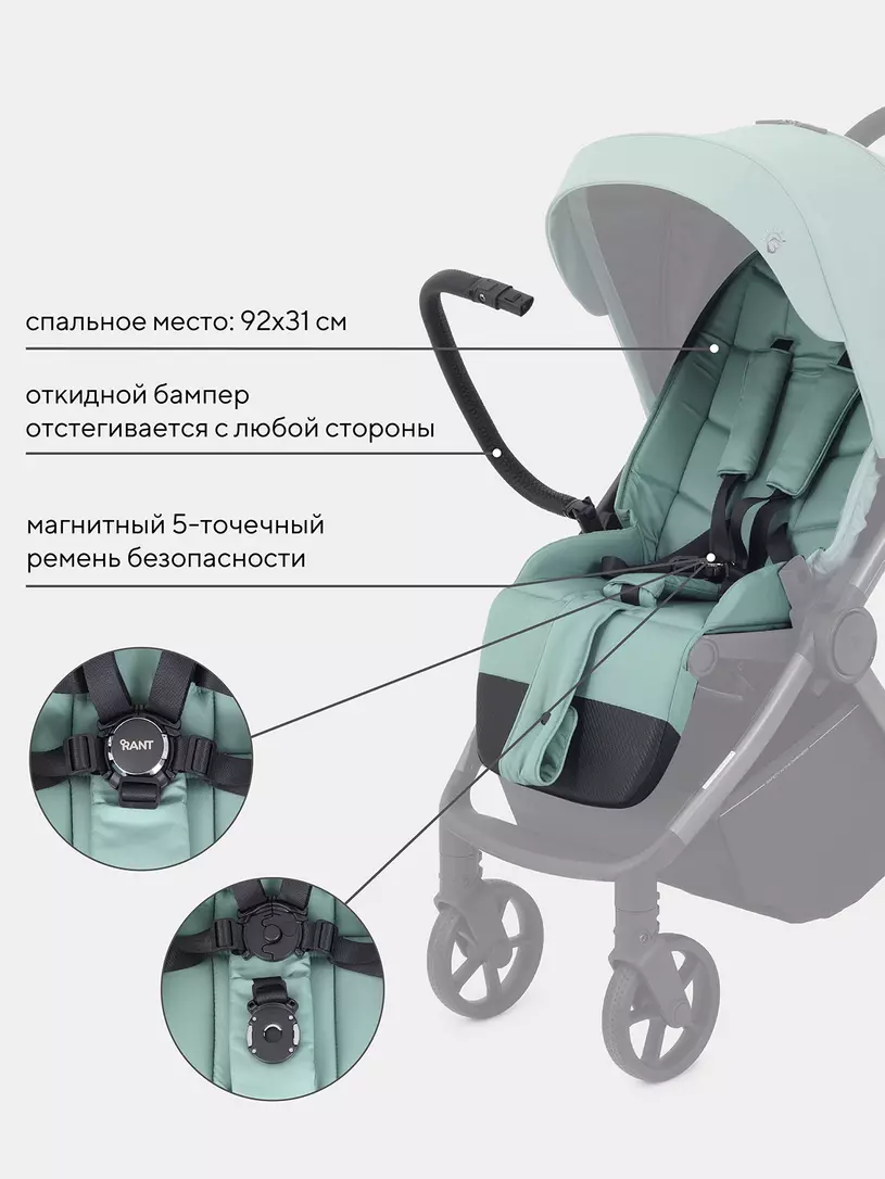 Коляска детская RANT "GOLF" RA101 Sage Green — изображение 7