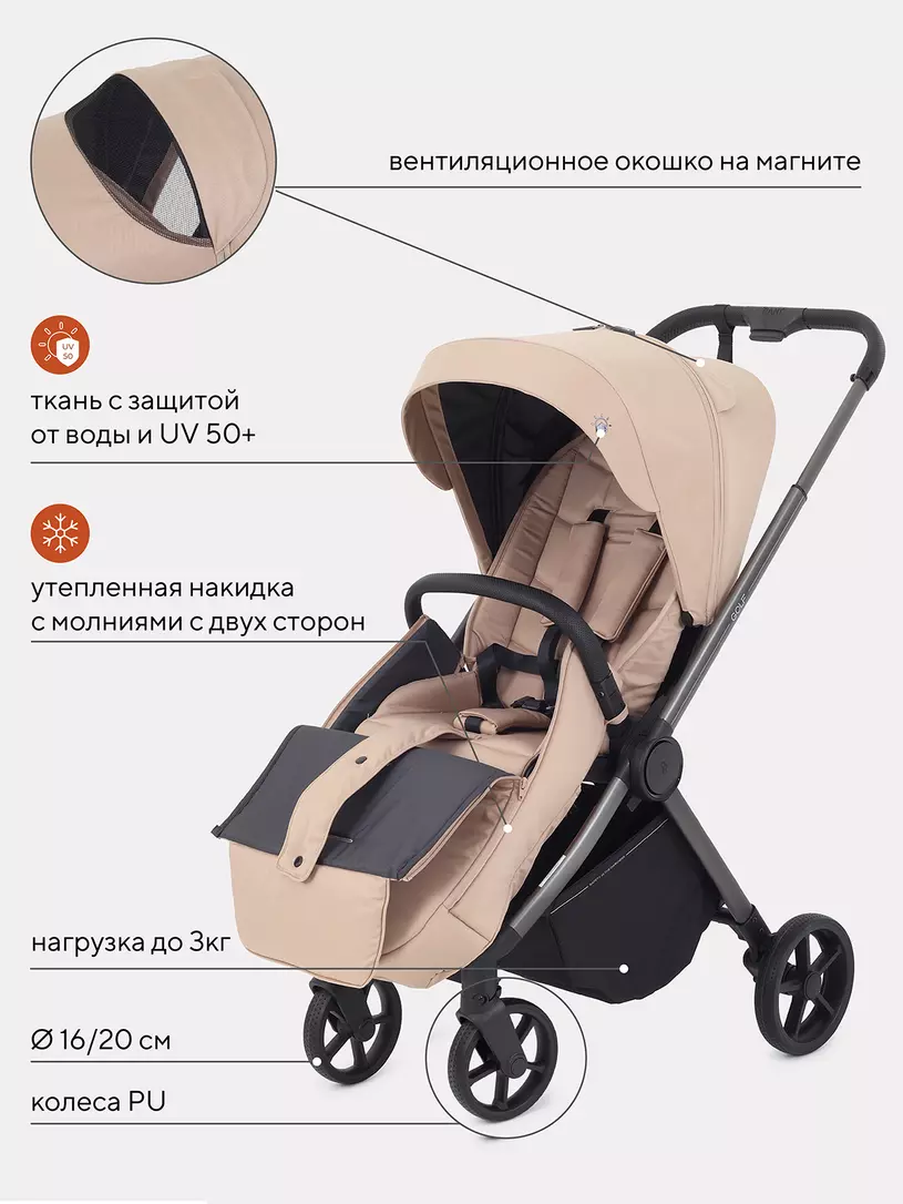 Коляска детская RANT "GOLF" RA101 Latte Beige — изображение 5