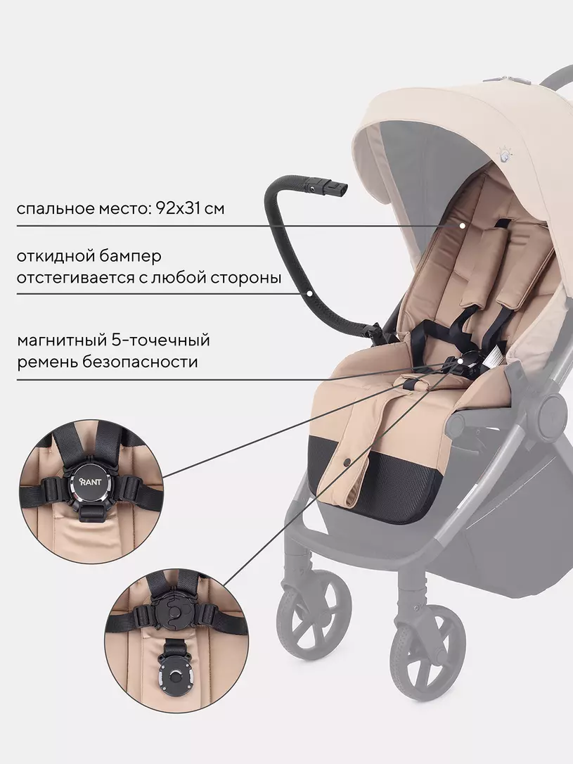 Коляска детская RANT "GOLF" RA101 Latte Beige — изображение 7