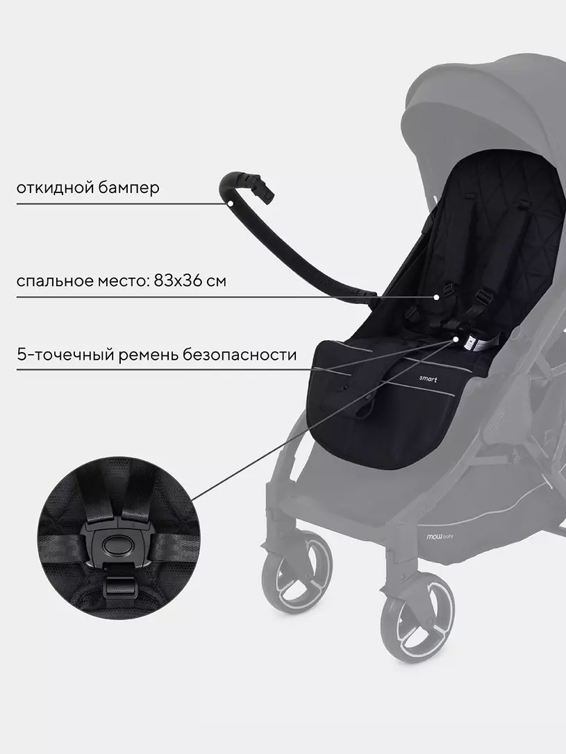 Коляска детская MOWBaby "SMART" MB101 Black — изображение 4