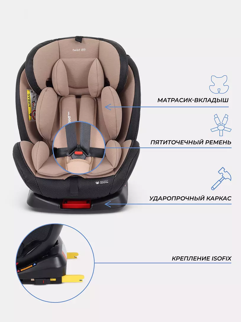 Автокресло RANT basic YC06 "Twist pro" isofix (Beige) группа 0+-1-2-3 (0-36 кг) — изображение 7