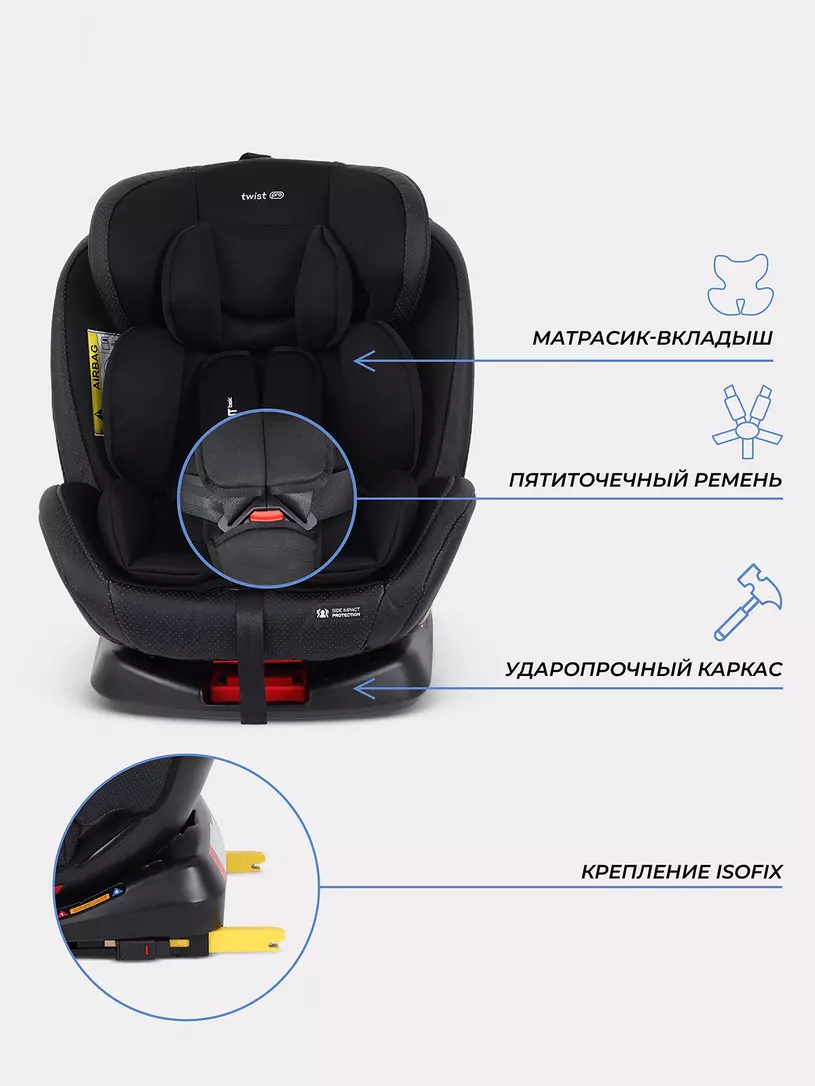 Автокресло RANT basic YC06 "Twist pro" isofix (Black) группа 0+-1-2-3 (0-36 кг) — изображение 7